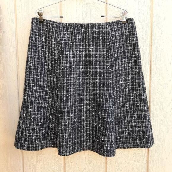 Vtg Skirt Dark Academia Schoolgirl Wool Tweed Windowpane Plaid Full Skater Sz 14 - Picture 4 of 11